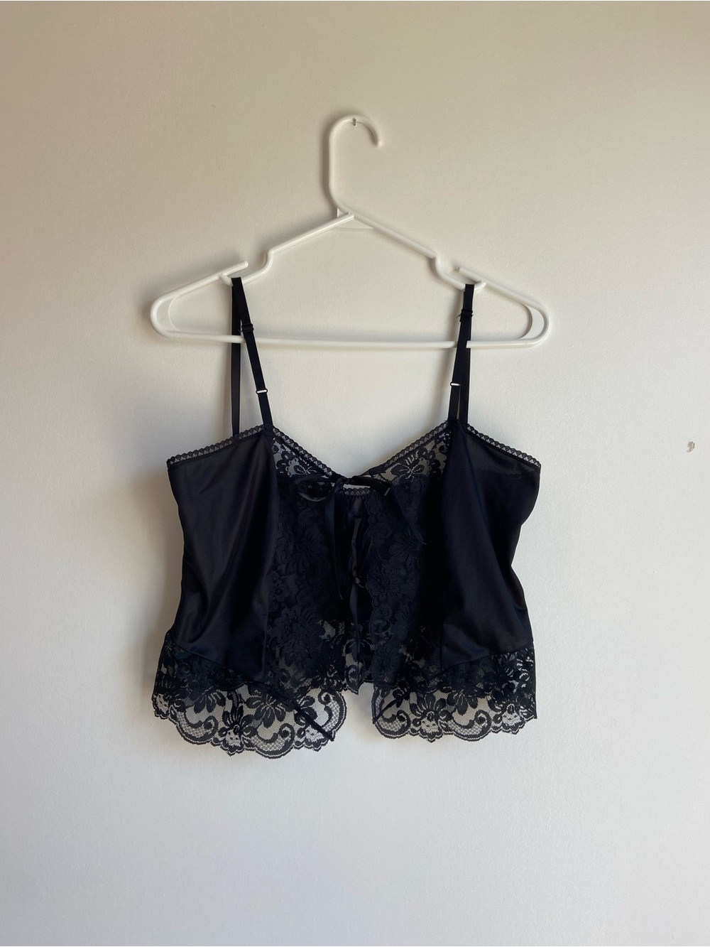 Vintage Black Lace Trim Cami Top